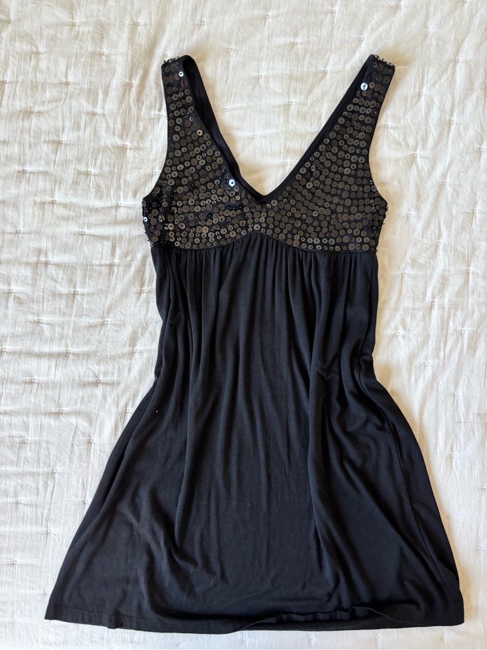 Forever 21 Black Sequin V-Neck Chemise